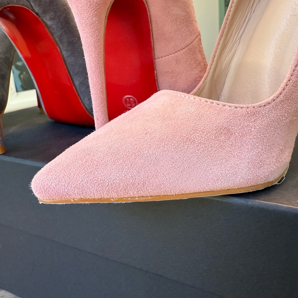 Chic Suede Stiletto Heels in Gray and Pink LEATHER AND SUEDE - Picture 8 of 10